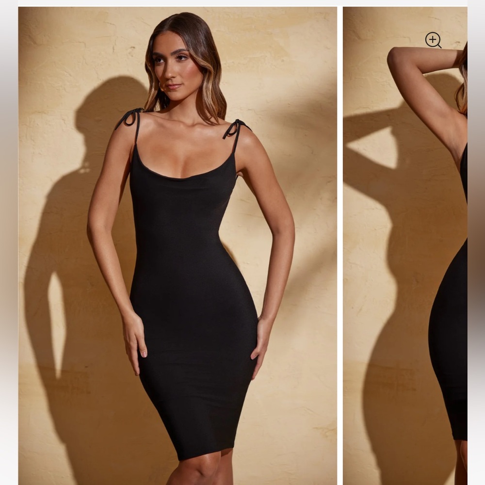 Oh Polly, Scoop Neck Backless Midi Dress, Black size US 2